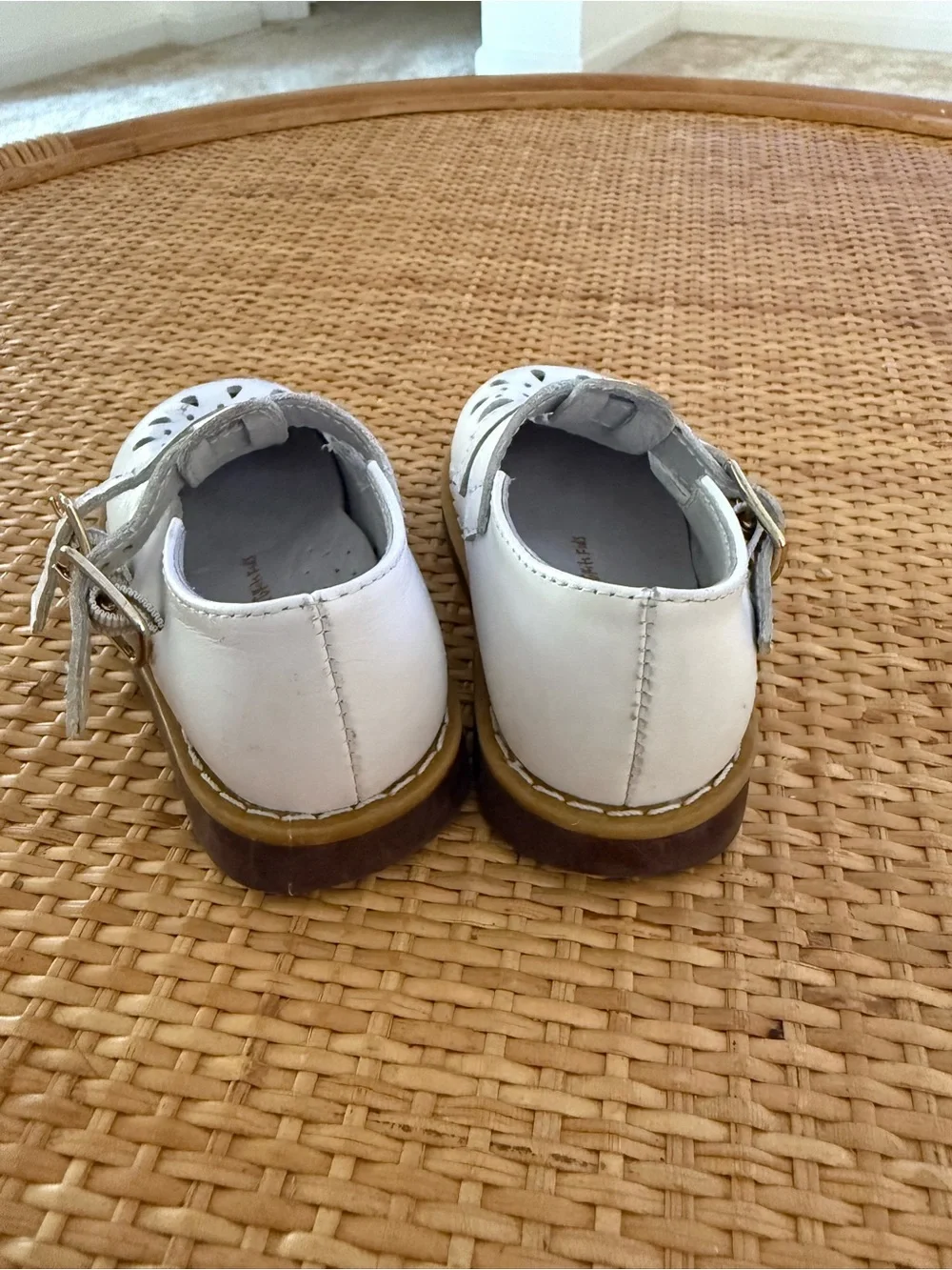 Shrimp & Grits White Mary Jane Shoes with Buckle Strap
